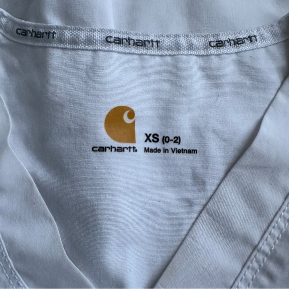 Carhartt | White Stretch Multi Pocket V-Neck Scrub Top | Size Extra Small - Picture 8 of 12